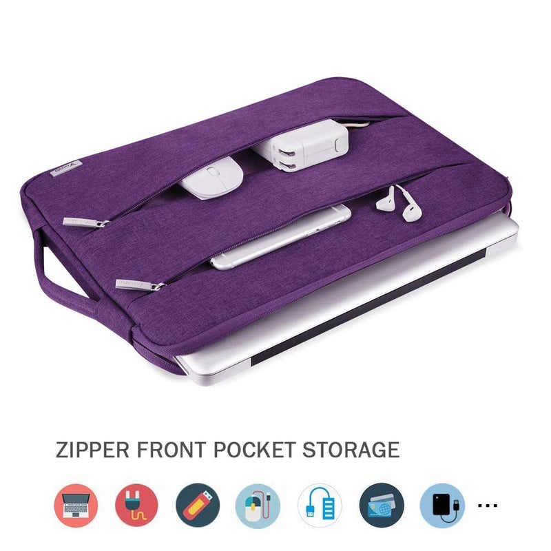 Voova Laptop Sleeve Carrying Case 15.6 16 Inch,Slim Computer Cover Bag Compatible with MacBook Pro 15/16, Dell xps 15,15-16 Inch HP Dell Asus Acer Laptop, Purple - Image 2